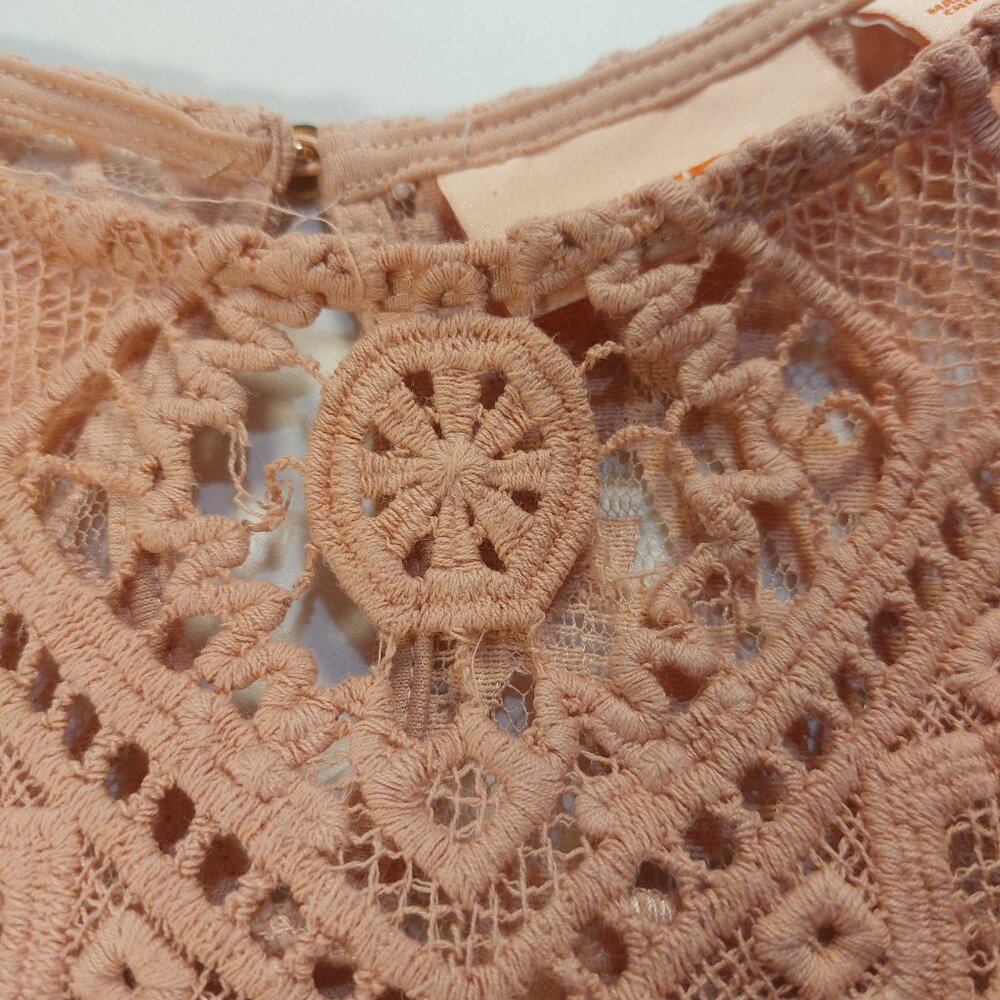 Women's Blush Pink EVRI Boho Crochet Lace Lined Sleeveless Tank Top Size 4X - Picture 6 of 16